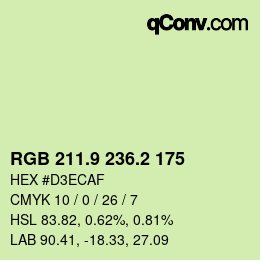 Farbcode: RGB 211.9 236.2 175 | qconv.com