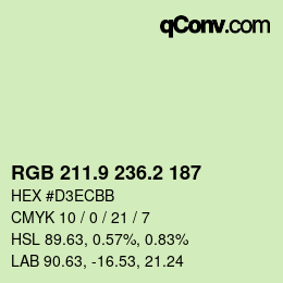 カラーコード: RGB 211.9 236.2 187 | qconv.com