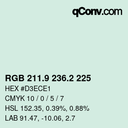 カラーコード: RGB 211.9 236.2 225 | qconv.com