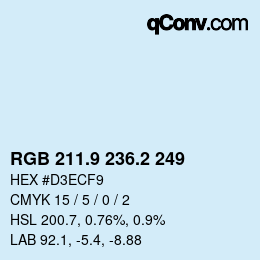 カラーコード: RGB 211.9 236.2 249 | qconv.com