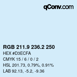 Color code: RGB 211.9 236.2 250 | qconv.com