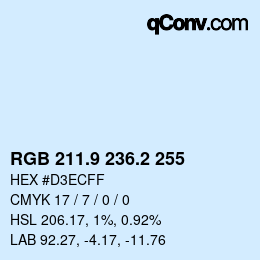 Farbcode: RGB 211.9 236.2 255 | qconv.com