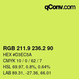 カラーコード: RGB 211.9 236.2 90 | qconv.com