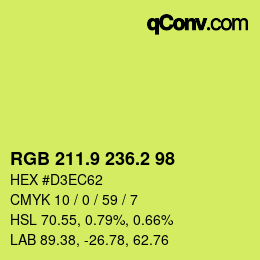 カラーコード: RGB 211.9 236.2 98 | qconv.com