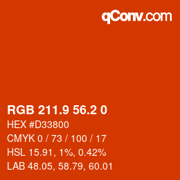 Color code: RGB 211.9 56.2 0 | qconv.com