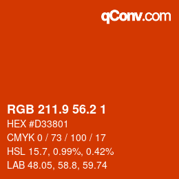 カラーコード: RGB 211.9 56.2 1 | qconv.com