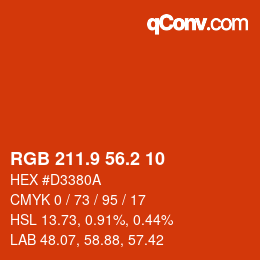カラーコード: RGB 211.9 56.2 10 | qconv.com