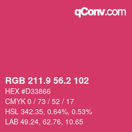 カラーコード: RGB 211.9 56.2 102 | qconv.com