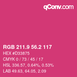 カラーコード: RGB 211.9 56.2 117 | qconv.com