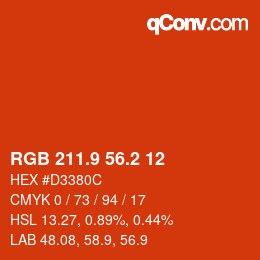 カラーコード: RGB 211.9 56.2 12 | qconv.com