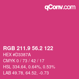 カラーコード: RGB 211.9 56.2 122 | qconv.com