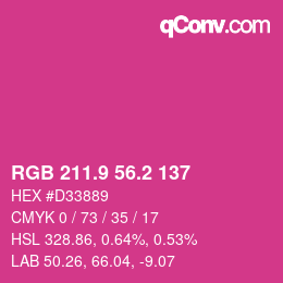 カラーコード: RGB 211.9 56.2 137 | qconv.com