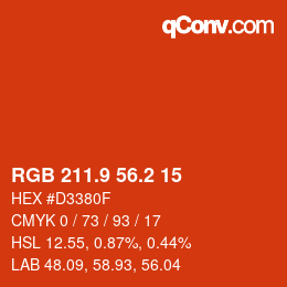 カラーコード: RGB 211.9 56.2 15 | qconv.com