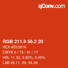 カラーコード: RGB 211.9 56.2 20 | qconv.com
