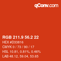カラーコード: RGB 211.9 56.2 22 | qconv.com