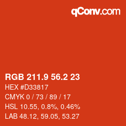 カラーコード: RGB 211.9 56.2 23 | qconv.com