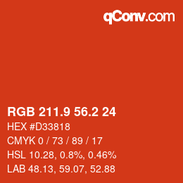 カラーコード: RGB 211.9 56.2 24 | qconv.com