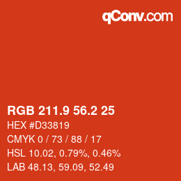 カラーコード: RGB 211.9 56.2 25 | qconv.com