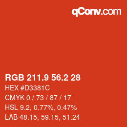 カラーコード: RGB 211.9 56.2 28 | qconv.com