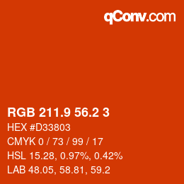 カラーコード: RGB 211.9 56.2 3 | qconv.com