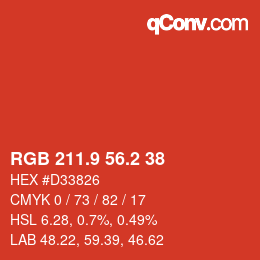 カラーコード: RGB 211.9 56.2 38 | qconv.com