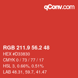カラーコード: RGB 211.9 56.2 48 | qconv.com