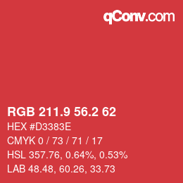カラーコード: RGB 211.9 56.2 62 | qconv.com