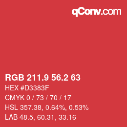 カラーコード: RGB 211.9 56.2 63 | qconv.com