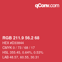 カラーコード: RGB 211.9 56.2 68 | qconv.com