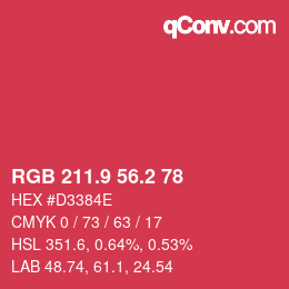カラーコード: RGB 211.9 56.2 78 | qconv.com