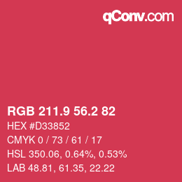 カラーコード: RGB 211.9 56.2 82 | qconv.com