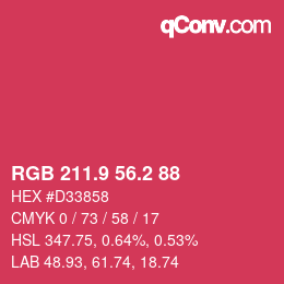 カラーコード: RGB 211.9 56.2 88 | qconv.com