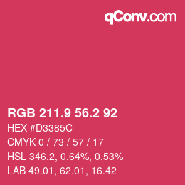 カラーコード: RGB 211.9 56.2 92 | qconv.com