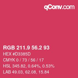 カラーコード: RGB 211.9 56.2 93 | qconv.com