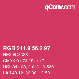 カラーコード: RGB 211.9 56.2 97 | qconv.com