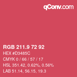 カラーコード: RGB 211.9 72 92 | qconv.com