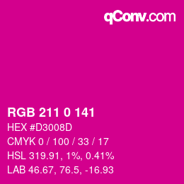 カラーコード: RGB 211 0 141 | qconv.com