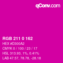 Color code: RGB 211 0 162 | qconv.com