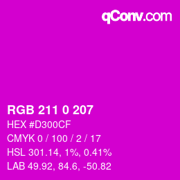 Color code: RGB 211 0 207 | qconv.com
