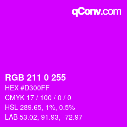 Color code: RGB 211 0 255 | qconv.com