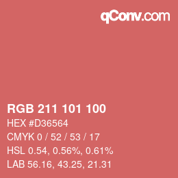 Color code: RGB 211 101 100 | qconv.com