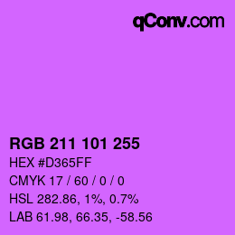 Color code: RGB 211 101 255 | qconv.com