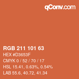 Color code: RGB 211 101 63 | qconv.com