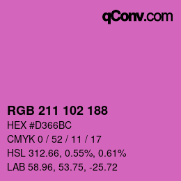 Color code: RGB 211 102 188 | qconv.com