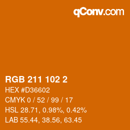Color code: RGB 211 102 2 | qconv.com