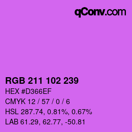 Color code: RGB 211 102 239 | qconv.com