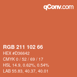Color code: RGB 211 102 66 | qconv.com