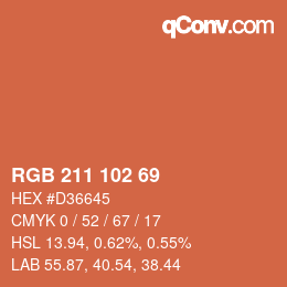 Color code: RGB 211 102 69 | qconv.com