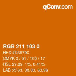 Color code: RGB 211 103 0 | qconv.com