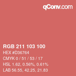 カラーコード: RGB 211 103 100 | qconv.com